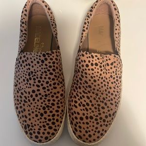 Animal print brown shoes Madeline girl worn once 7.5 slide on wedge